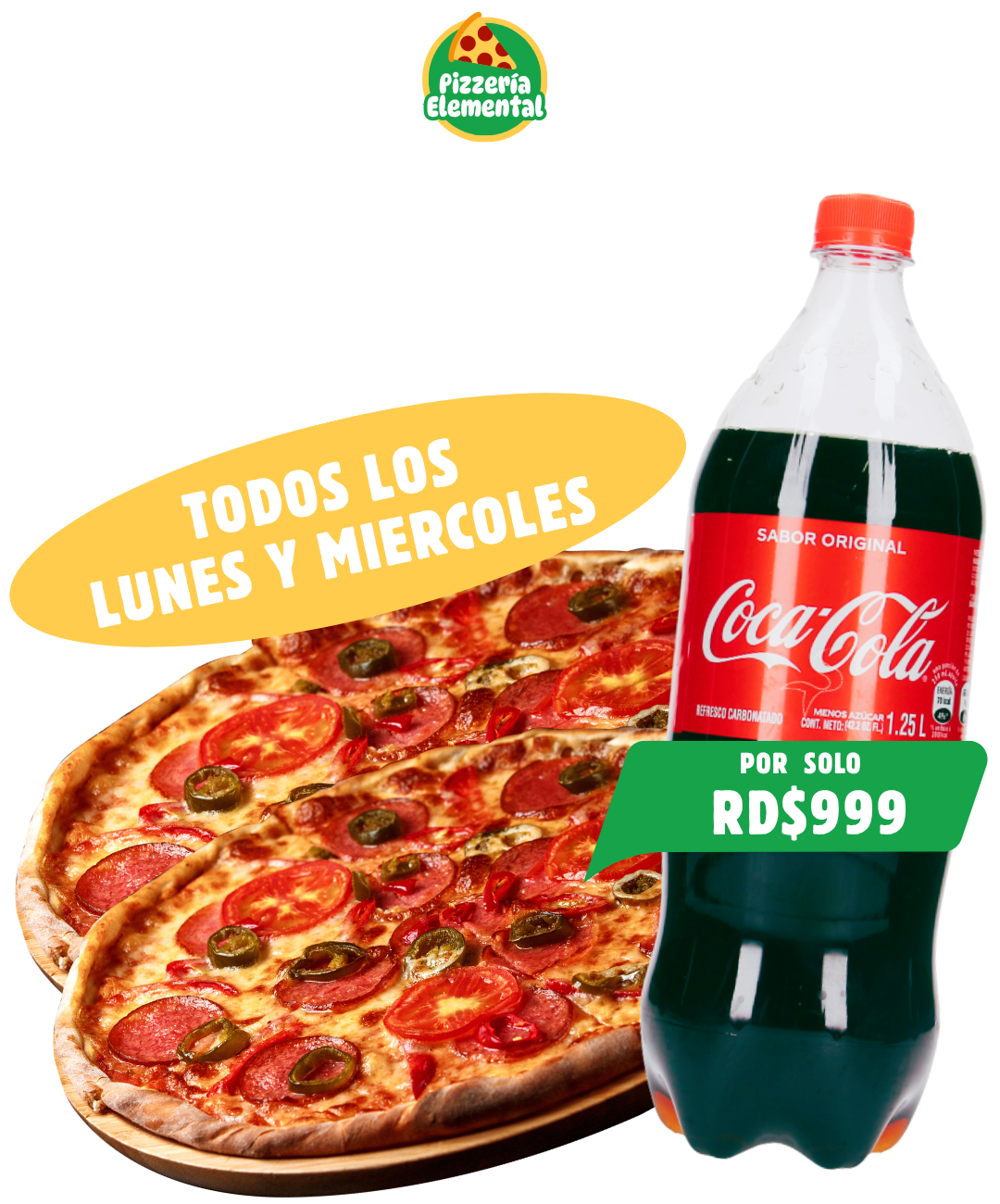 2 Pizzas + Coca-Cola